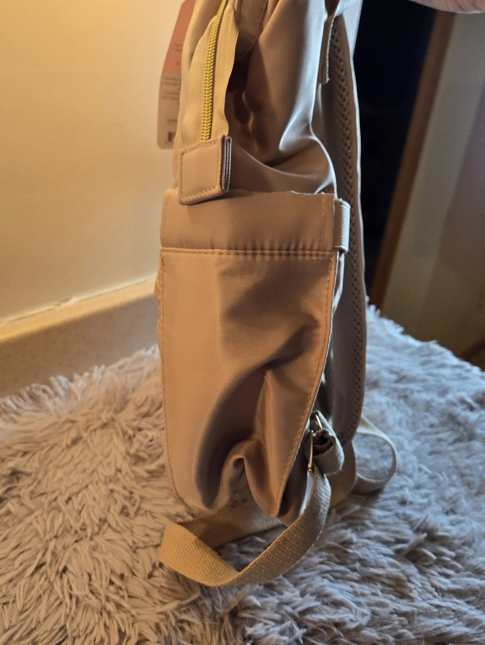 Paris Hilton Quilted Backpack Travel Laptop Bag - Beige NWT